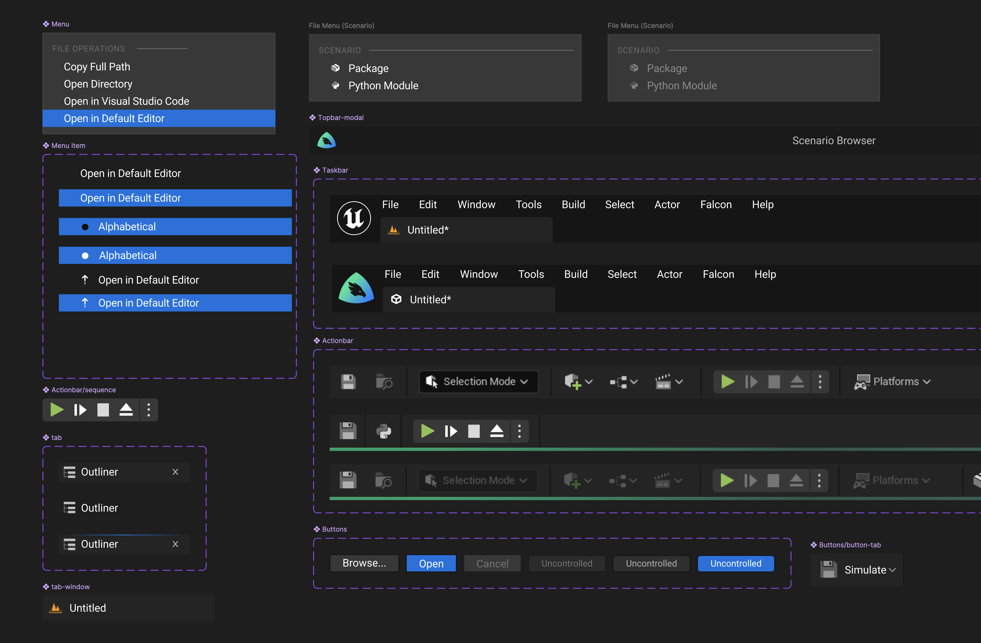 Recreated Unreal Engine UI in Figma